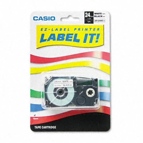 Casio XR24WE Tape Cassette for EZ-Label Kl8000  Kl8100  Kl8200  Black 