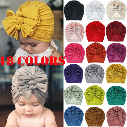 Newborn Baby Girls Boys Hats Turban Bow Knot Head