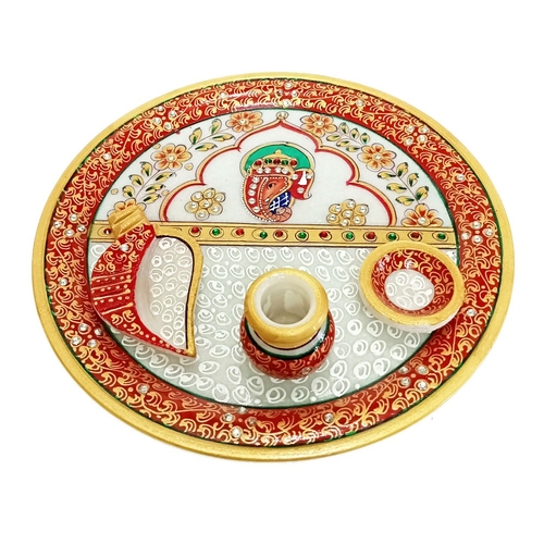 Decorative Round Shape Home Décor Pooja Plate Set for Office Approx