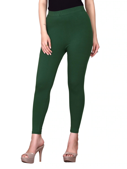 Womens Cotton Lycra Stretchable Plain/Solid Leggings Pants    (SIZE-L)