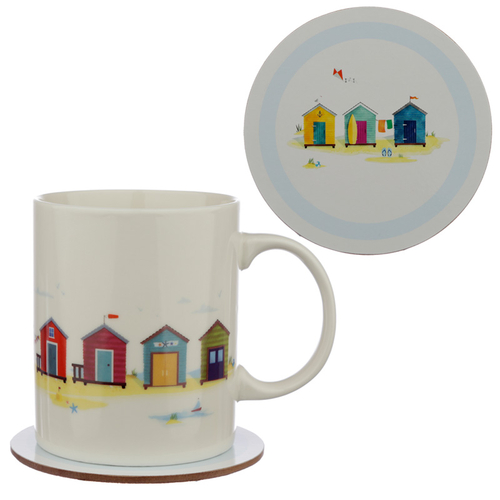 Porcelain Mug and Coaster Gift Set - Portside Seaside