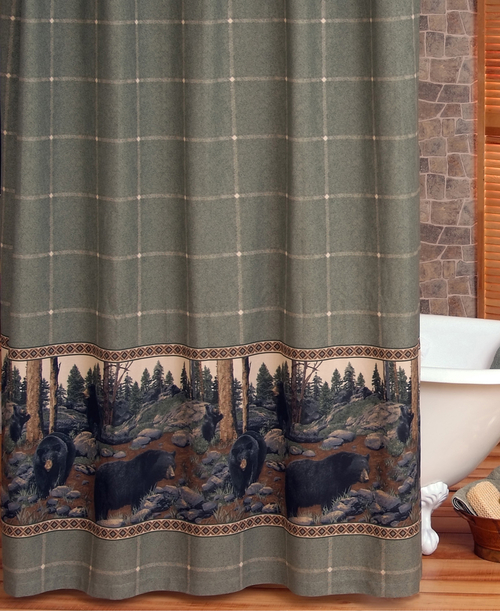 VISI-ONE - Blue   Ridge Trading - The Bears - Rustic Shower Curtain