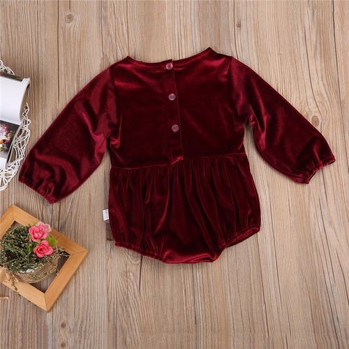 Newborn Baby Bodysuit Red velvet Long Sleeve Place