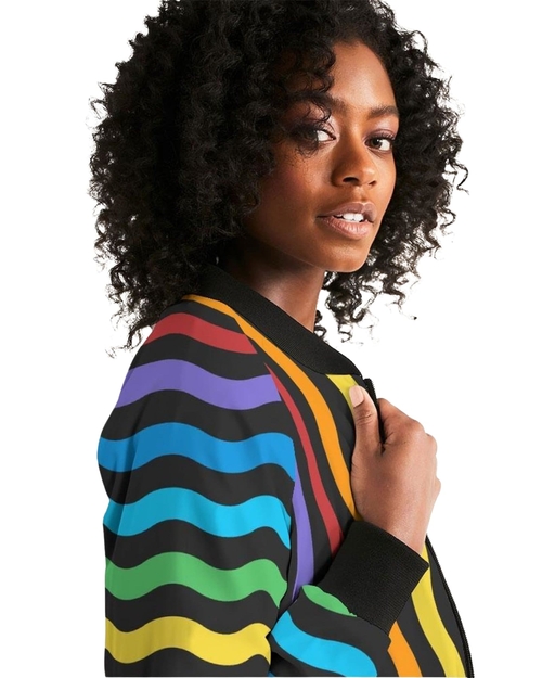 Rainbow Stripe Style - Classic Womens Bomber Jacket