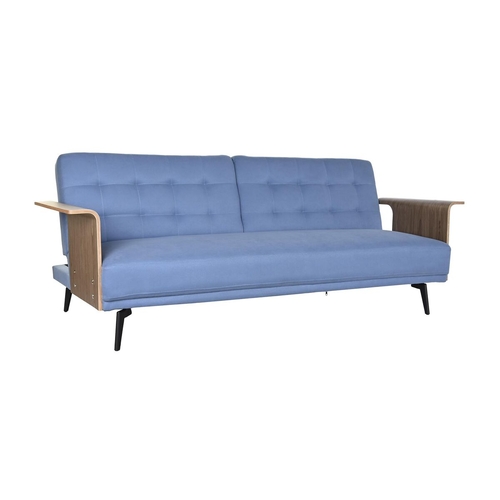 Sofabed DKD Home Decor Black Blue Metal Brown Polyester Eucalyptus