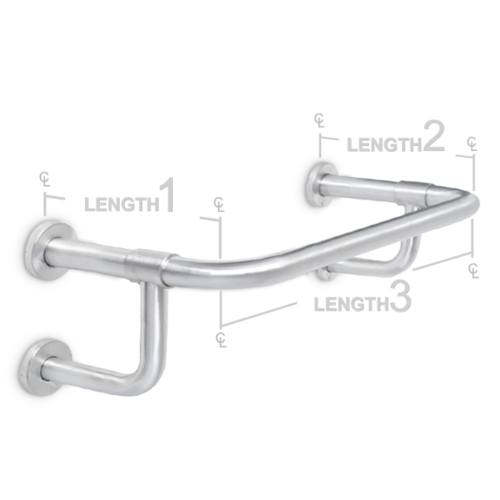 AJW UG20-F124012 12 X 40 X 12 In. Concealed Set Screw Flange Grab Bar 