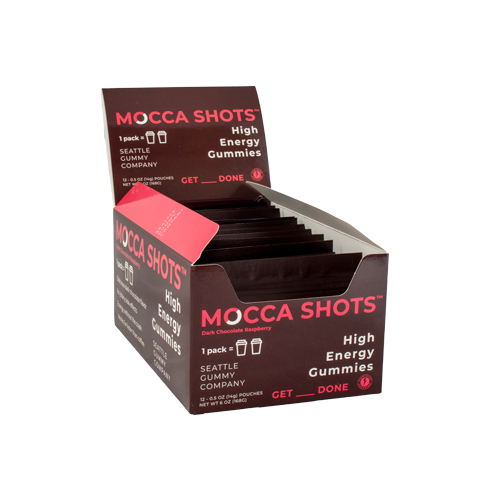 Mocca Shots Chocolate Raspberry Caffeine Gummy 12-pack 12x2 shots