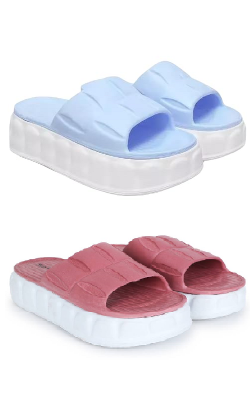 WOMEN Flip Flops Slides Back Open PACK OF 2 (Size-IND-5)