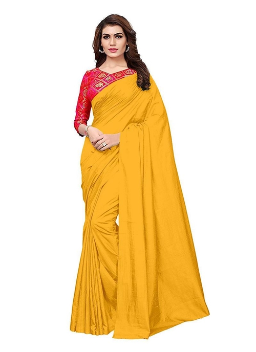 Generic Women's Zoya Silk Saree (Yellow, 5-6 Mtrs)