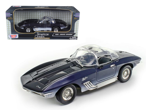 1961 Chevrolet Corvette Mako Shark Dark Blue 1/18 Diecast Model Car by