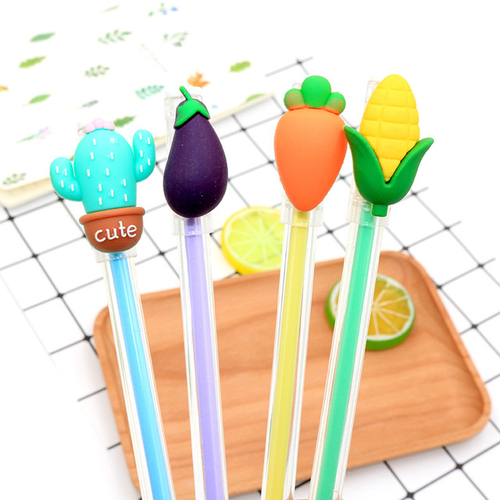 4 Pcs 0.38mm Cute Vegetable Radish Eggplant Cactus