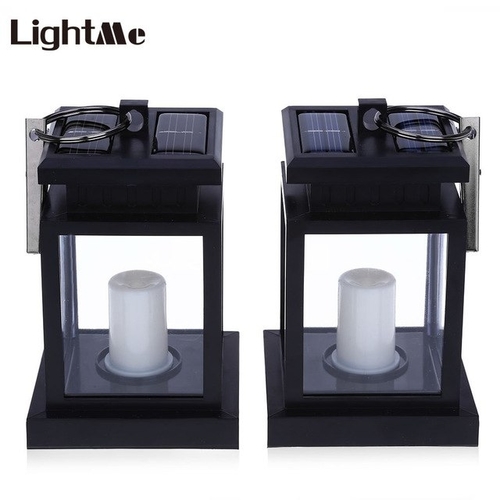 Lightme 2PCS Candle Lantern Solar Power LED Lamp