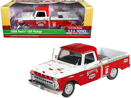 1966 Ford F-100 Pickup Truck \Texaco\" Red and White (Unrestored) 13th