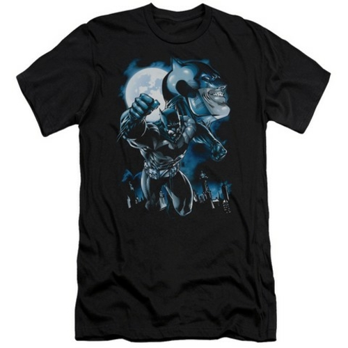 Trevco Batman-Moonlight Bat - Short Sleeve Adult 30-1 Tee - Black- Med