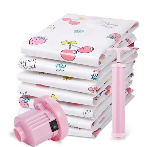 Color Flower Vacuum Bag Storage Clothes Closet