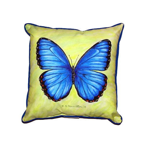 Betsy Drake HJ348 Dicks Blue Morpho Large Indoor & Outdoor Pillow