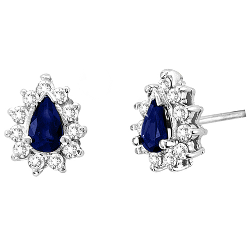 0.80 Ct. Diamond And Sapphire Earring In 14K Gold