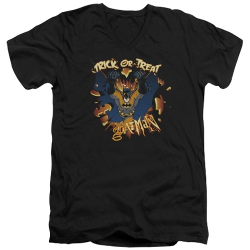 Trevco Batman-Pumpkin Burst - Short Sleeve Adult 30-1 Tee - Black,
