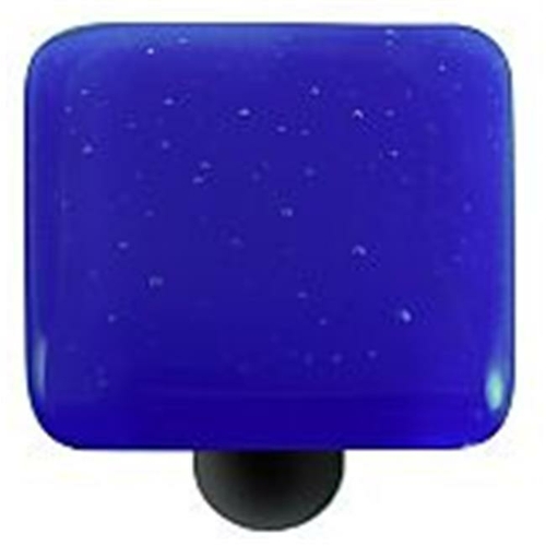 Hot Knobs HK1030-KB Deep Cobalt Blue Square Glass Cabinet Knob - Black