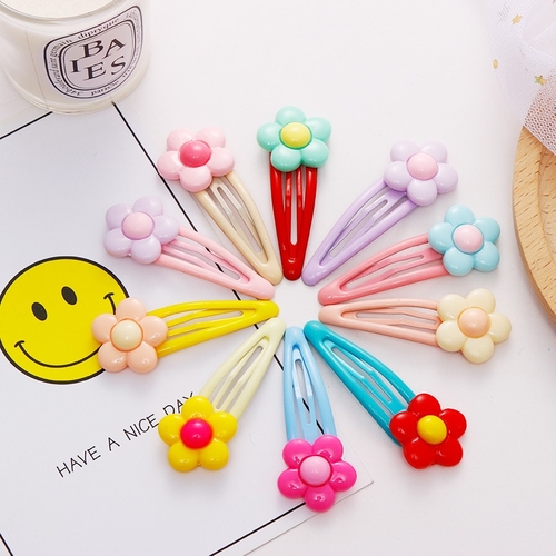 2PCS/Lot New Girls Colorful Resin Flower Hairpins