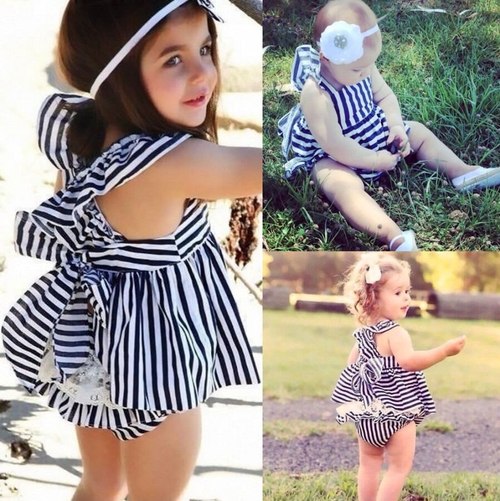 2016 New Baby Girls Summer Sunsuit Outfits Bowknot