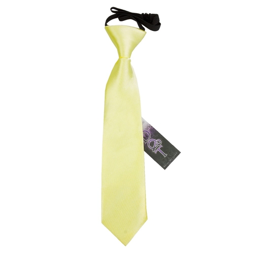 Plain Satin Elasticated Tie - Boys - Pale Yellow