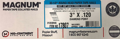 Magnum Fasteners 2847960 33-0.5 deg Ring Shank Angled Strip Nails,