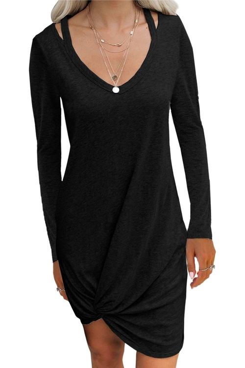 Black Clear Skies Jersey Twist T-shirt Dress