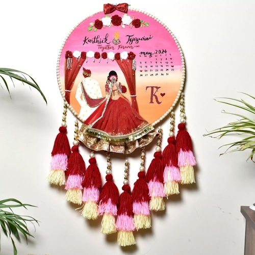 Customisable Curtain Mandap Theme Wedding Embroidery Hoop with Tassels