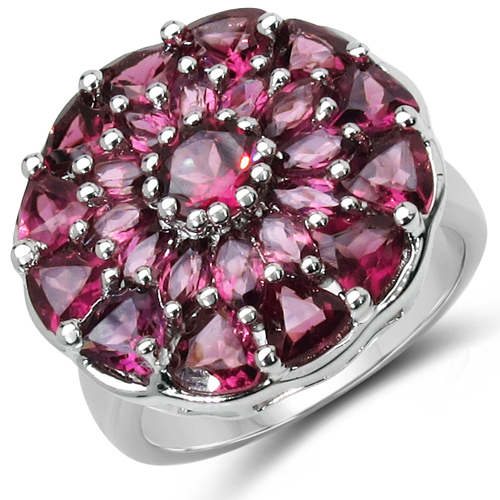 5.08 Carat Genuine Rhodolite .925 Sterling Silver Ring