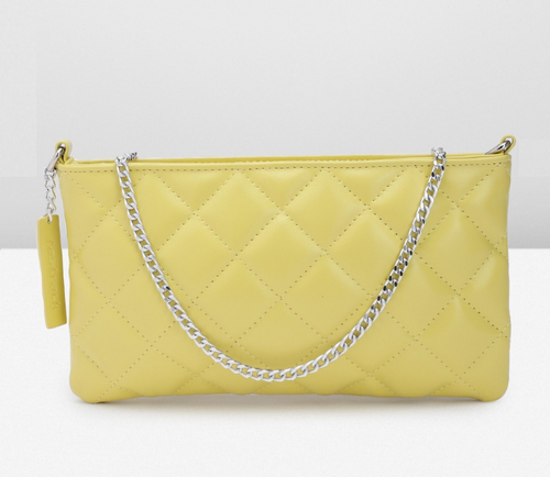 Women Fluorescent Green Quilted Purse with Detachable Shoulder Strap