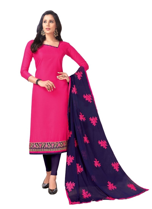 Generic Women's Cotton Salwar Material (Pink, 2