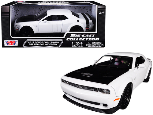 2018 Dodge Challenger SRT Hellcat Widebody White with Black Hood 1/24