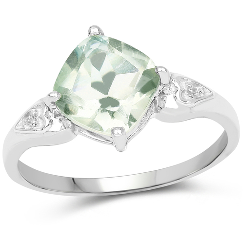 2.16 Carat Genuine Green Amethyst & White Topaz .925 Sterling Silver