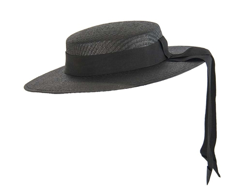 Black boater hat