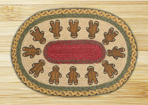 Earth Rugs 48-111GBM Gingerbread Men Oval Placemat