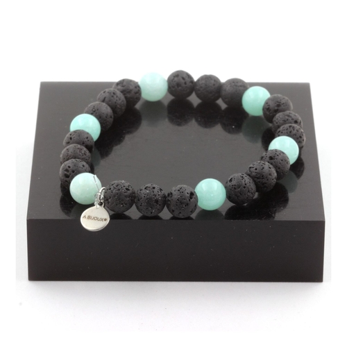 Amazonite + Lava Bracelet 8 mm Beads.