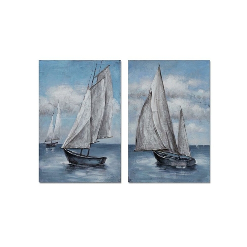 Painting DKD Home Decor 80 x 2,8 x 120 cm Yachts (2 Units)