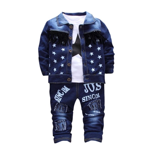 Infant Baby Kids Girls Boys Letter Denim