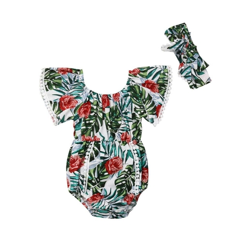 Newborn Baby Girl  Floral Bodysuit Sunsuit