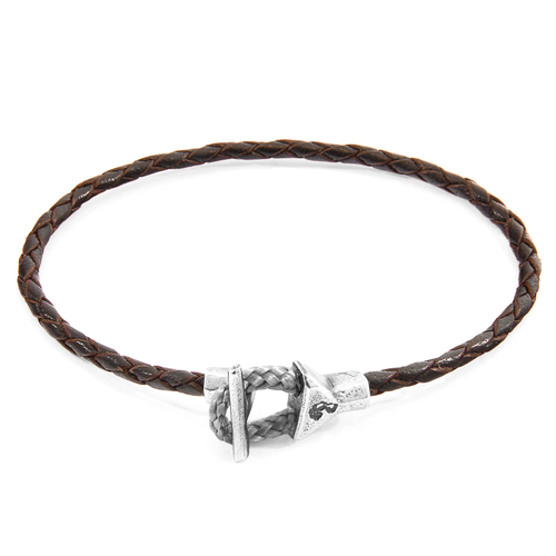 Dark Brown Cullen Silver and Braided Leather Bracelet