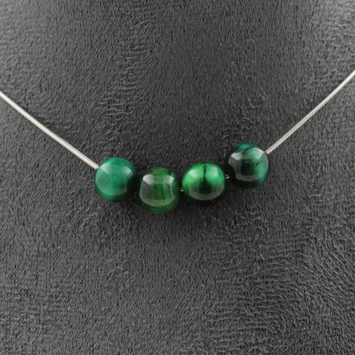 Green Tiger Eye 8 mm 4 beads necklace.