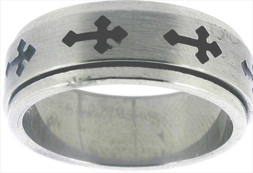 Solid Rock Jewelry 762907 Ring Cross Spin Stainless Style 329 Size 7