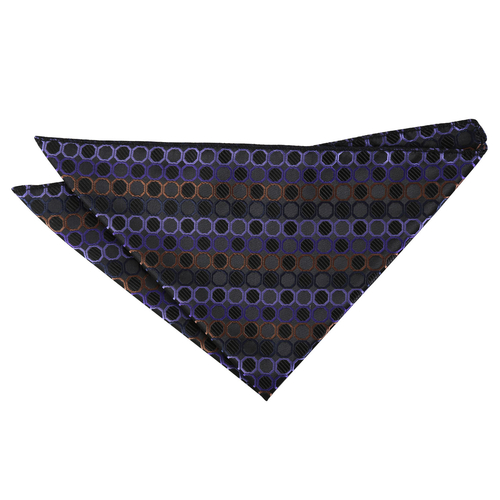 Honeycomb Polka Dot Handkerchief - Black, Purple & Bronze