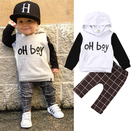 2pcs Newborn Babys Clothes Set Oh Boy Long Sleeve