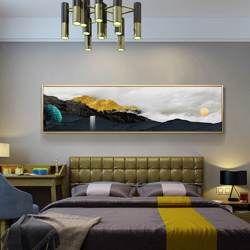 Modern Golden Mountains Sunrise Canvas Painting