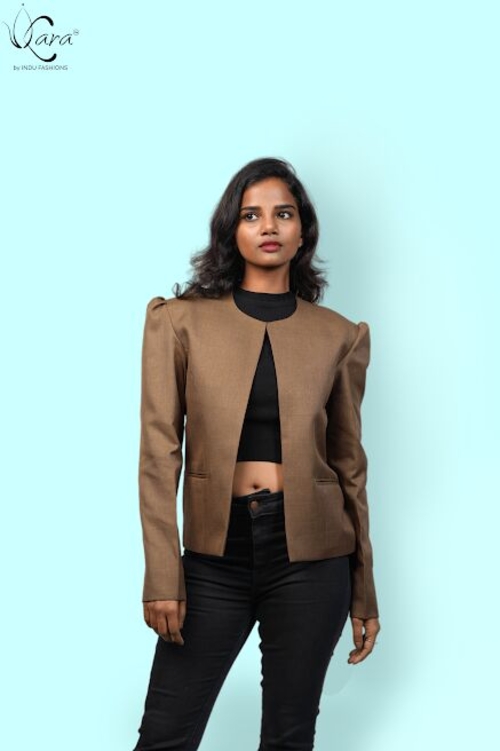 Open Front Womens Brown Blazer