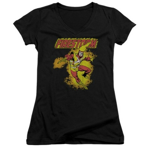 Trevco Dc-Firestorm - Junior V-Neck Tee - Black, 2X