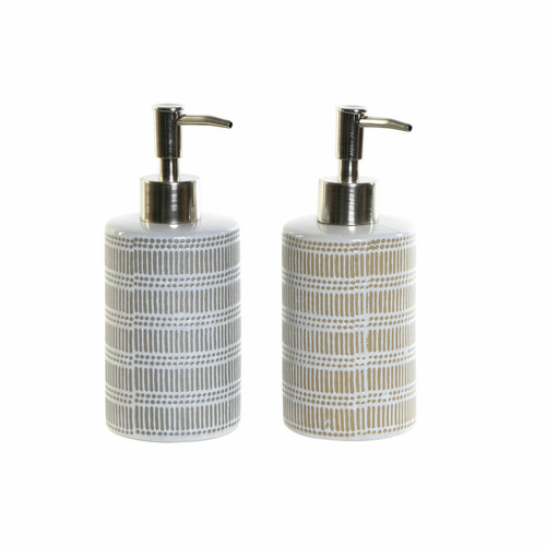 Soap Dispenser DKD Home Decor 7,2 x 8 x 18 cm Grey ABS Stoneware Boho