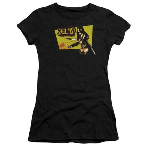 Trevco Xena-Cut Up Short Sleeve Junior Sheer Tee, Black - Large